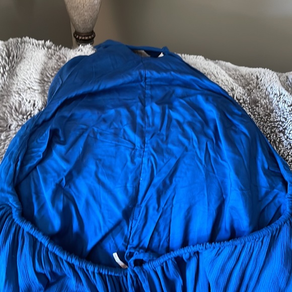 Free people royal blue halter jumpsuit w pockets - Picture 4 of 6